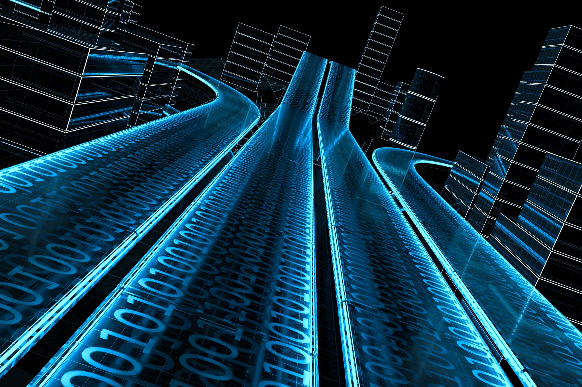 Grafische weergave van digitale informatie met nullen en enen, ter illustratie van informatie. Ter illustratie van het CCV-dossier Modelprotocol Ondermijning.
