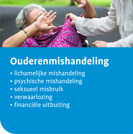 Ouderenmishandeling is mishandeling van een persoon van 65 jaar en ouder. Het gaat om lichamelijke, seksuele en psychische mishandeling, maar ook om verwaarlozing en financiële uitbuiting. De mishandeling wordt meestal gepleegd door gezinsleden of andere familieleden en mantelzorgers, maar ook beroepskrachten kunnen zich hier schuldig aan maken.