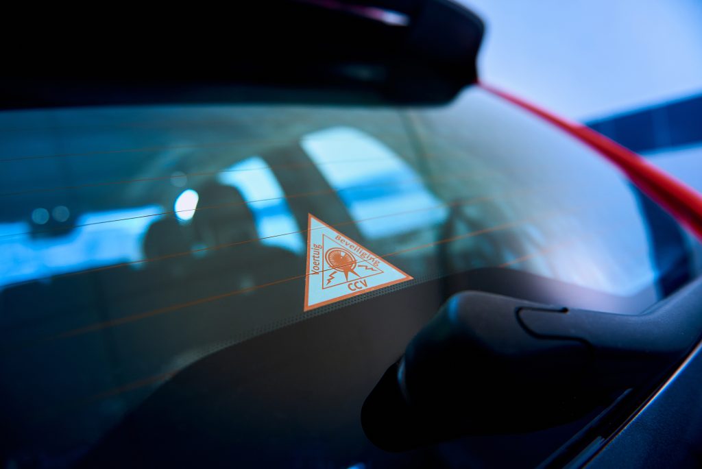 Sticker Keurmerk CCV Voertuigbeveiliging op achterruit