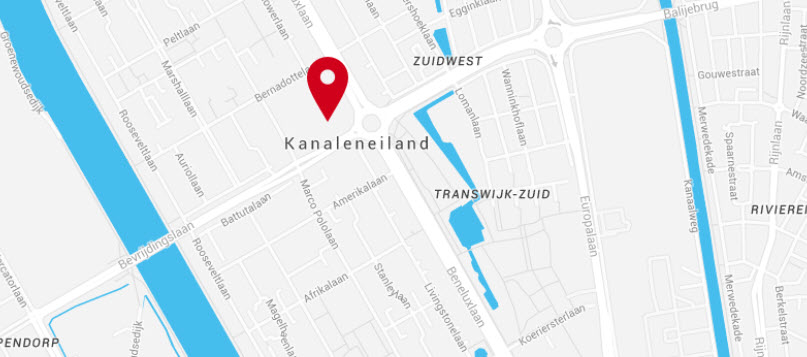 Kaart van de wijk Kanaleneiland, waar het CCV is gevestigd