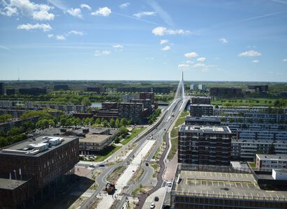 Foto van het uitzicht vanuit het kantoor van het CCV.